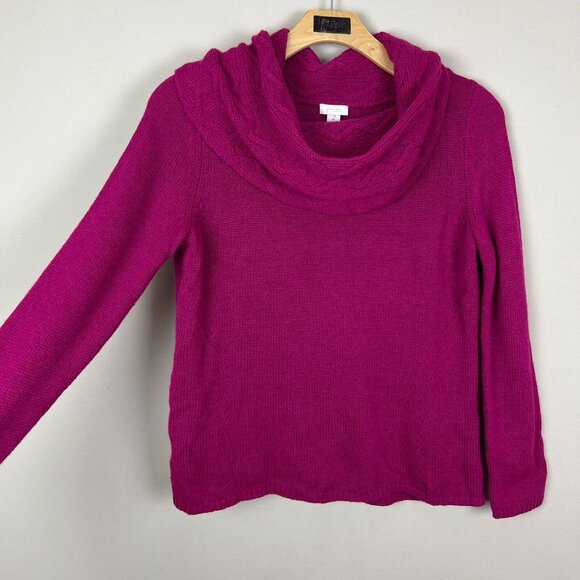 Chicos 2 Sweater Womens Large Pink Chunky Knit Cowl Neck Long Sleeve Wool Blend - Picture 4 of 8